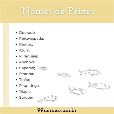 98 Nomes De Peixes 99 Nomes