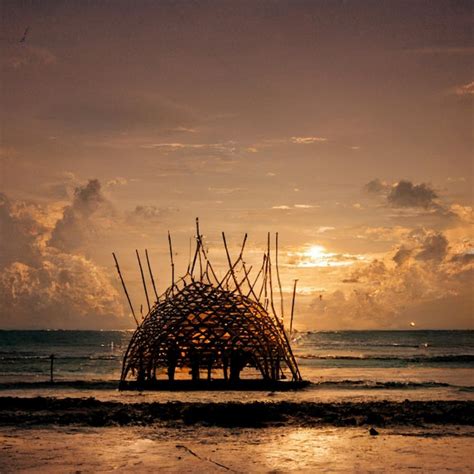 Un Atardecer Con Una Gran Estructura Realizada En Madera Y Metal