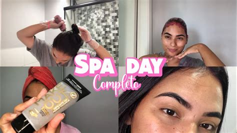 SPA DAY COMPLETO EM CASA PINTEI O CABELO Na Cor Marsala YouTube