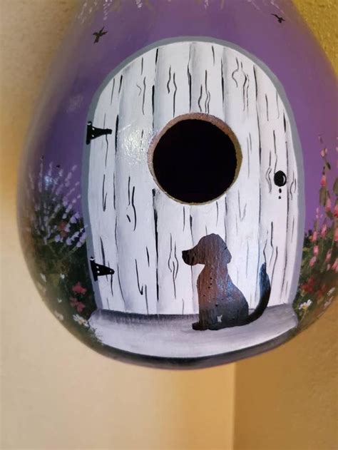 Hand Painted Gourd Birdhouse Cottage Style Painted Light Etsy