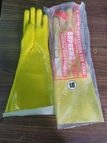 Plain Supreme Pvc Supported Hand Gloves 16 20 Inches Finger Type