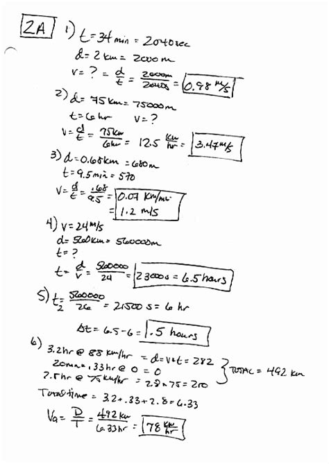 Kinematics Worksheet With Answers