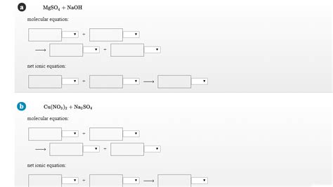 Solved a , +NaOH molecular equation: Cu(NO3)2 Na2SO4 | Chegg.com