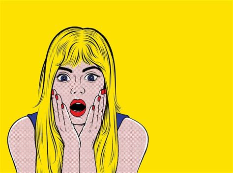 Premium Vector Pop Art Surprised Blond Woman Face With Open Mouth