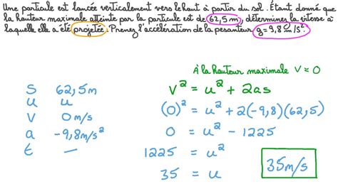 Vidéo question Détermination de la vitesse initiale dun objet lancé