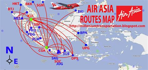 transportspot: Air Asia routes map in Indonesia