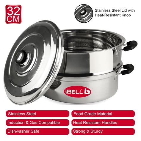 Ibell Smr32 Stainless Steel Steamer Momo Maker 7 Litres Steam 5 Litres