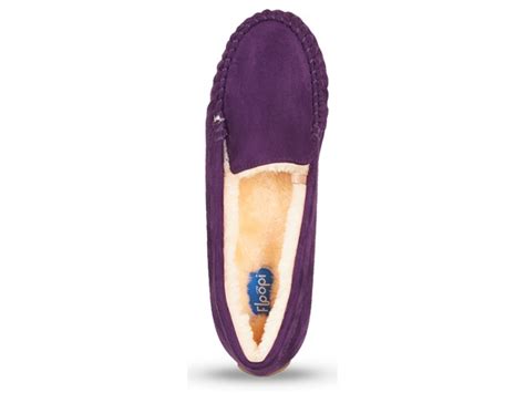 Womens Basic Faux Fur Moccasin Slipper Purple