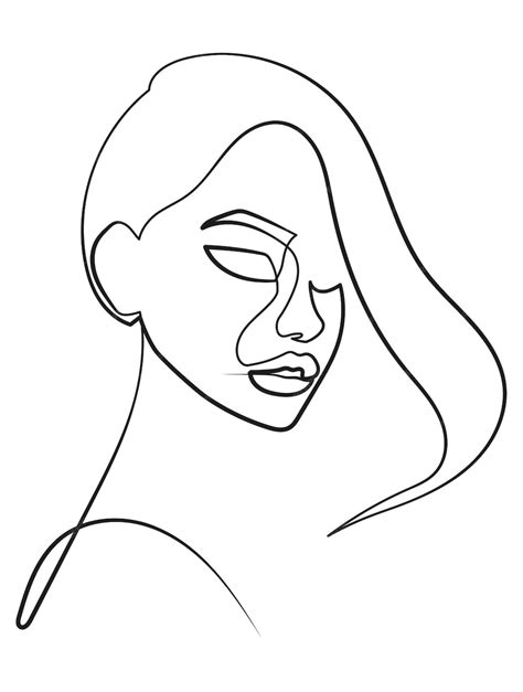 Premium Vector Woman Face One Line Art Drawing