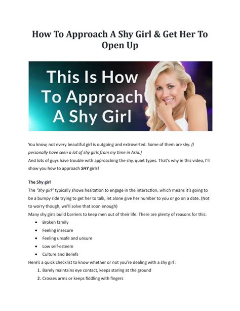 How To Approach A Shy Girl And Get Her To Open Up By The Attractive Man