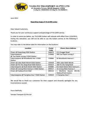 Fillable Online Yamato Transport S Pte Ltd Yamatosingaporecom Fax