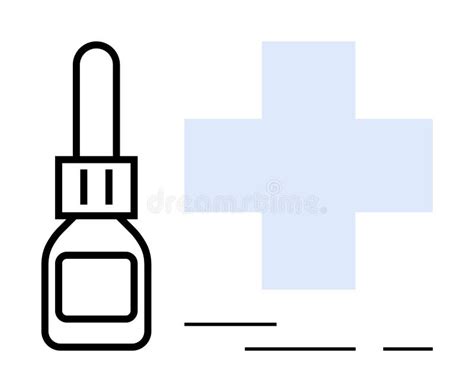 Medical Dropper Bottle And Blue Cross Symbol Depiction In Minimalist