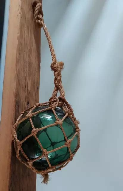 ANCIENNE BOULE EN verre Vert soufflé flotteur de pêche marine filet