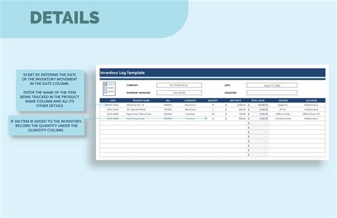 Inventory Log Template - Download in Excel, Google Sheets | Template.net