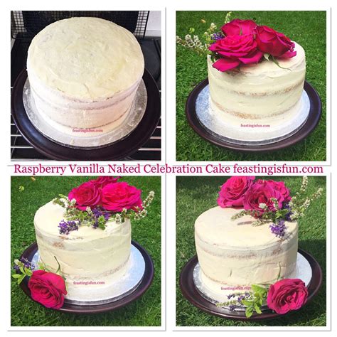 Raspberry Vanilla Naked Celebration Cake Feasting Is Fun