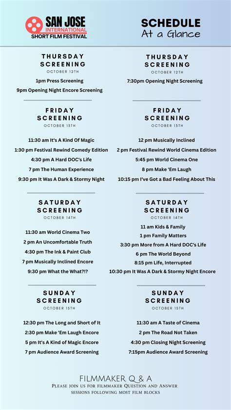 Event And Screening Schedule Sjsff