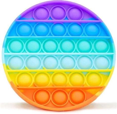 Pop It Fidget Rond Regenboog Kleur Anti Stress Toy Pop N Play Tiktok