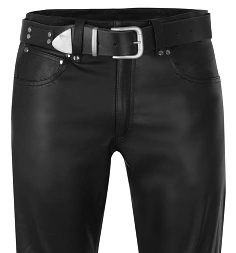 Lederjeans Lederhose Herren Schwarz