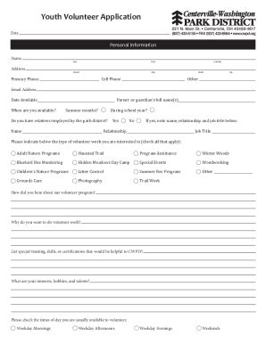 Fillable Online Jotform Comyouth Volunteer Application FormYouth