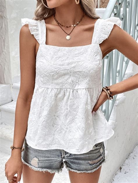 Shein Frenchy Ruffle Trim Peplum Schiffy Blouse For Sale Australia New