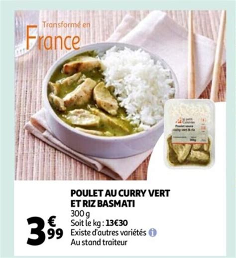 Promo Poulet Au Curry Vert Et Riz Basmati Chez Auchan