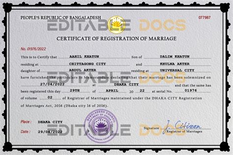 Bangladesh Marriage Certificate Editable Psd Templates Editable Documents