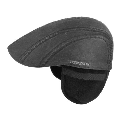 Casquette Modesto Cache Oreilles Coton Noire Stetson Reference