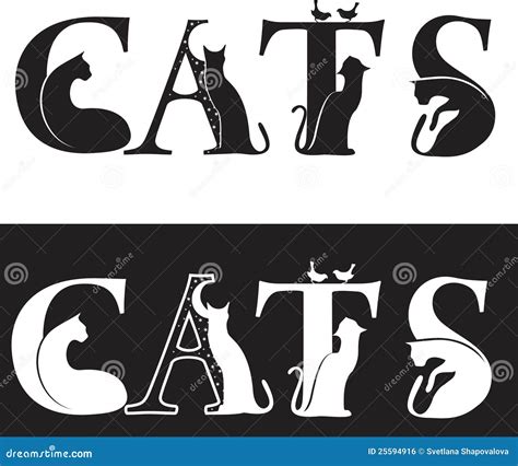 Cats Letters Stock Vector Illustration Of Cartoon Black 25594916