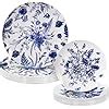 Amazon Durony Pieces Blue White Floral Plates Disposable