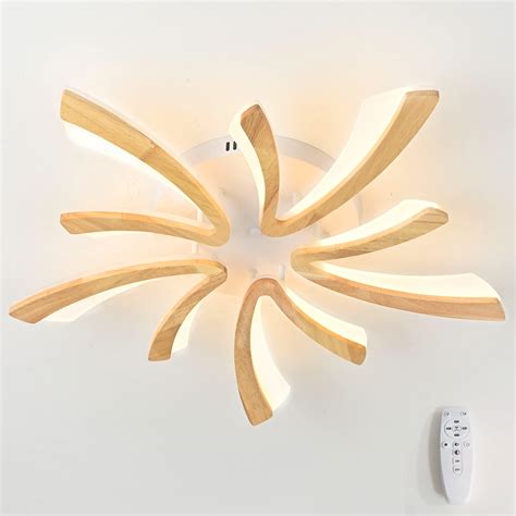 Naoeoon Plafonnier LED En Bois Dimmable Avec Télécommande Plafonnier