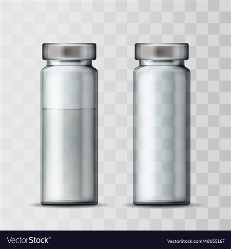 Template Of Transparent Glass Medical Vial Vector Image