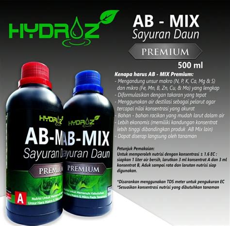 Jual AB MIX HydroZ Cair Untuk Sayuran Daun Nutrisi Terbaik Untuk