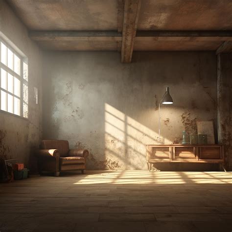 Premium AI Image Gritty 3D Grunge Interior With Spotlight