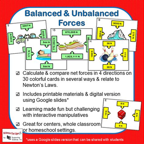 Forces Balanced And Unbalanced Worksheets Printable And Enjoyable Learning