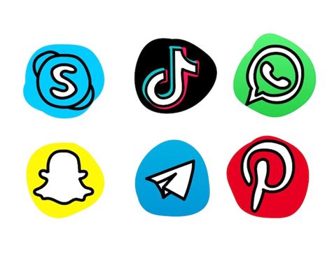 Premium Vector Hand Drawn Social Media Logos