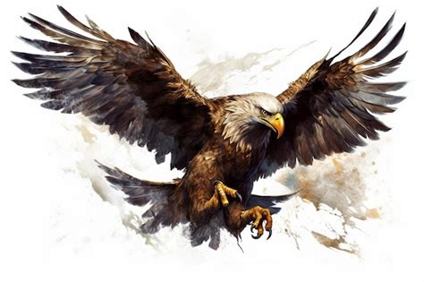 Premium AI Image | A painting of a bald eagle with wings spread.