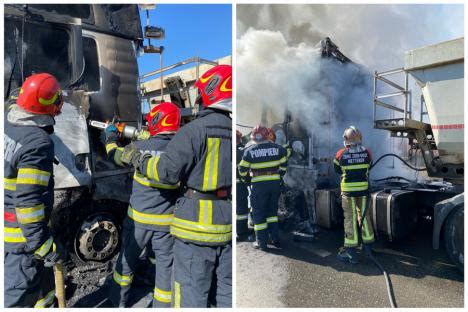 Un Camion A Luat Foc In Mers In Oradea Pe Drumul Expres FOTO