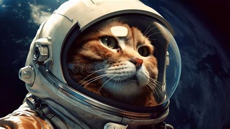 Astronauta De Gatos Explorando El Espacio Ultraterrestre Imagen De