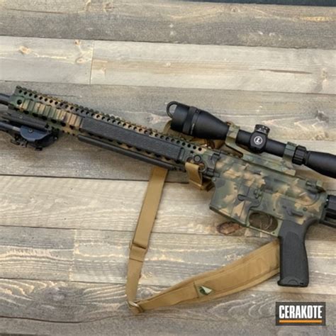 Woodland Camo Ar 15 Rifle Cerakoted With H 190 And H 268 By Web User