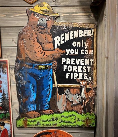 Smokey The Bear Vintage Faux Metal Sign Etsy