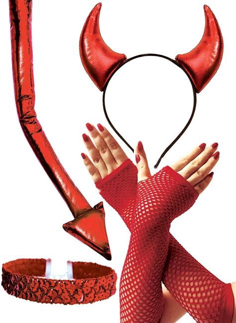 Olyphan Devil Costume Set Adult Women Red Devils Horns