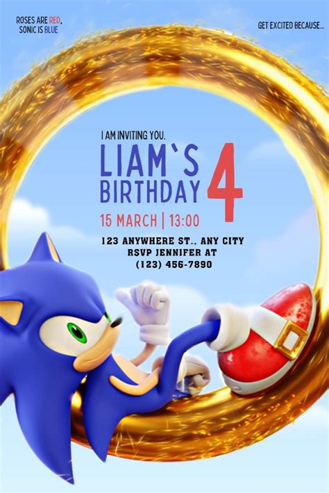 Sonic The Hedgehog Birthday Party Poster