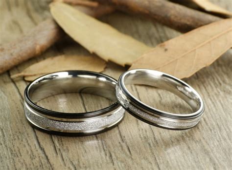 Handmade Matching Wedding Bands Couple Rings Set Titanium Rings Set