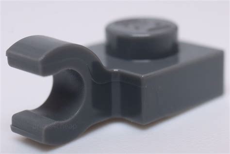 Lego 15x Dark Bluish Gray Plate Modified 1 X 1 Open O Clip Horizontal