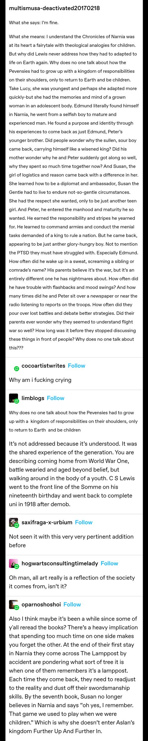 [The Chronicles of Narnia] did people wonder : r/CuratedTumblr