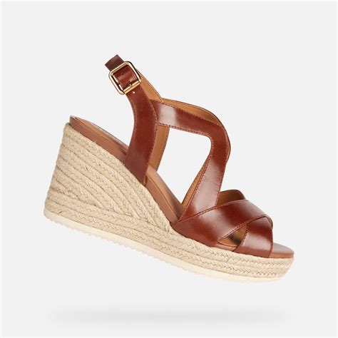 Geox PONZA Brown Wedge Sandals For Women Geox Online