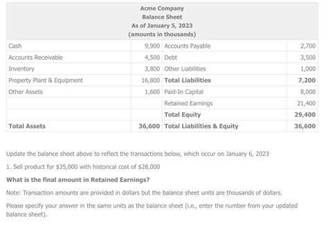 Solved Update The Balance Sheet Above To Reflect The Chegg