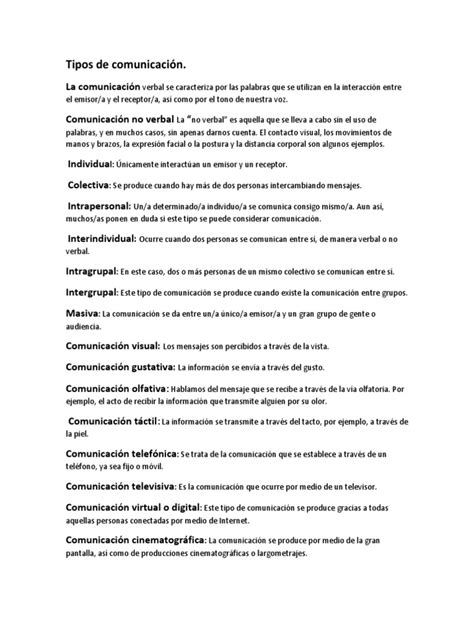 Tipos De Comunicacion Pdf