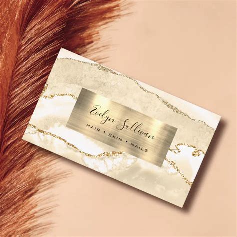 Peach And Gold Agate Business Card Visitenkarte Zazzle De