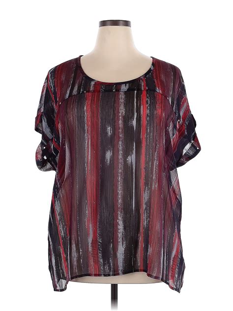 Eyeshadow 100 Polyester Burgundy Short Sleeve Blouse Size 3x Plus